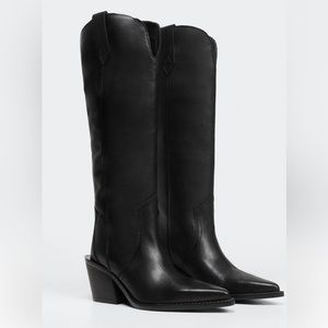Mango- Cowboy Leather Boots, Size 6 1/2